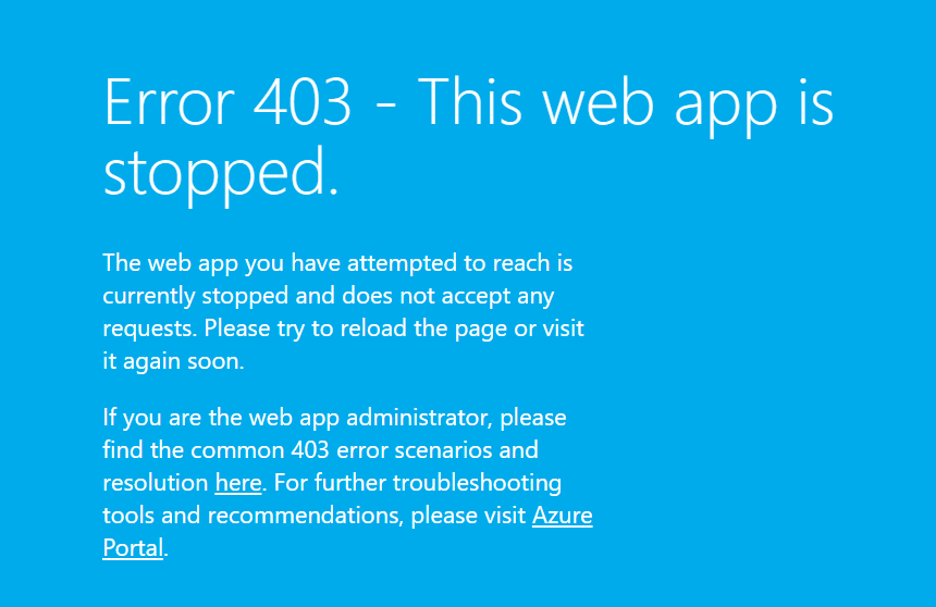 Error 403 - Site is stopped